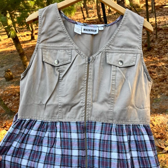 Joni Blair Dresses & Skirts - 90s Joni Blair Flannel Midi Pinafore Dress Size L